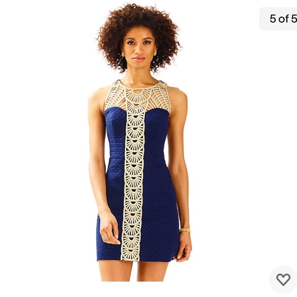 Lilly Pulitzer Navy Gold Tana Shift Dress Size 4 - Picture 2 of 12